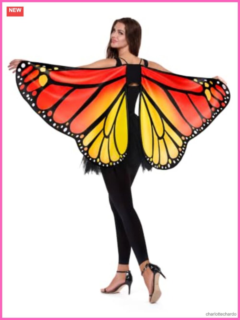 Monarch Butterfly Wings Costume Adult Women Halloween Accessory Set